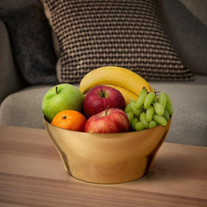 IKEA AROMATISK Candlestick/candle holder, brass-colour, 20 cm with Serving bowl, metal brass-colour, 24x11 cm