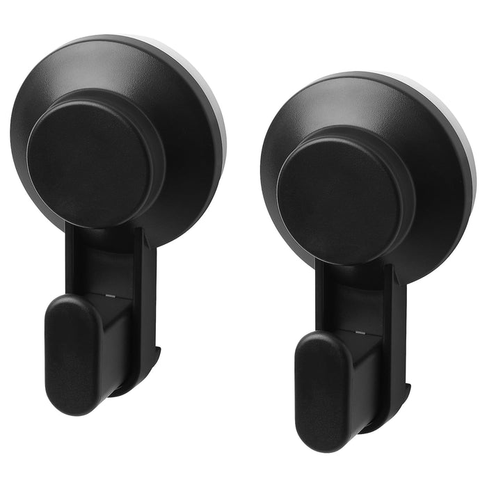IKEA TISKEN Towel rack with suction cup, black, with  Hook with suction cup, black