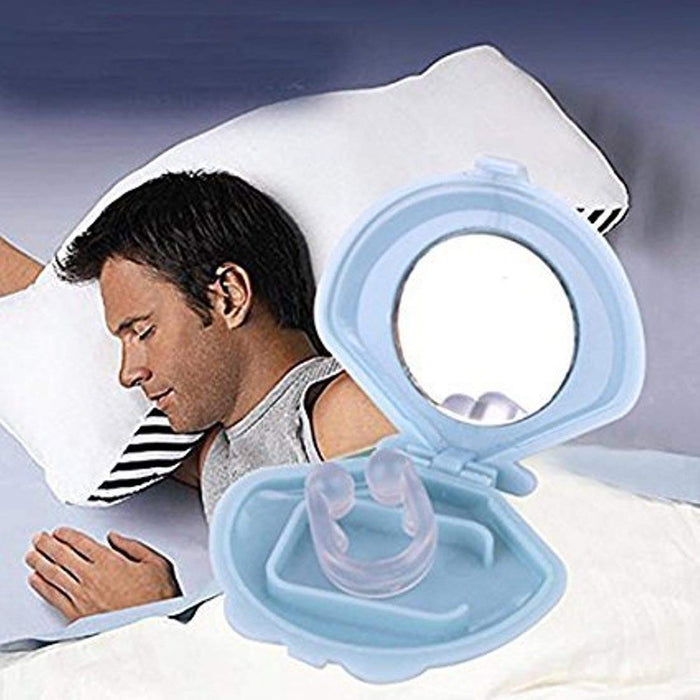 Digital Shoppy  Anti Snoring Silicon Dental Stop Solution Device Nose Clip Anti Snore Sleep Apnea Aid Device Night Tray Health Care