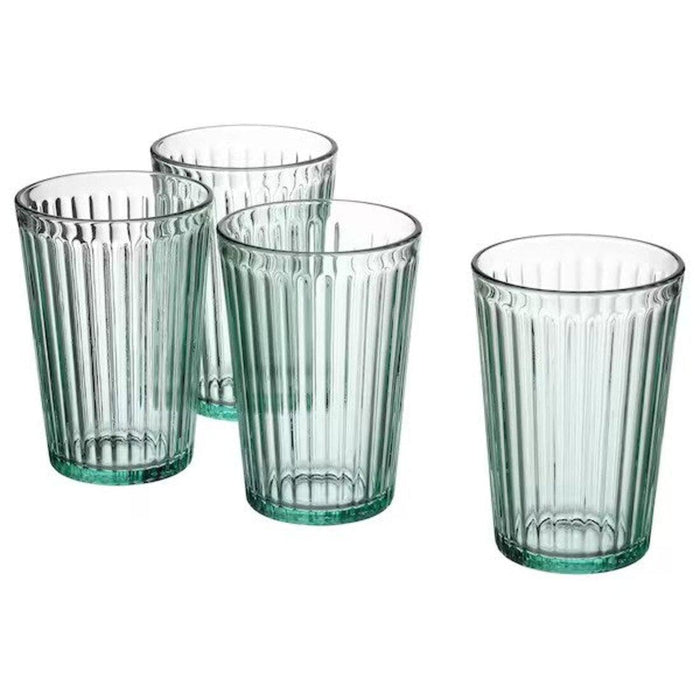 IKEA VARDAGEN Jug, patterned/dark grey-green, 2 l with Glass, light turquoise, 31 cl  (Pack-4)