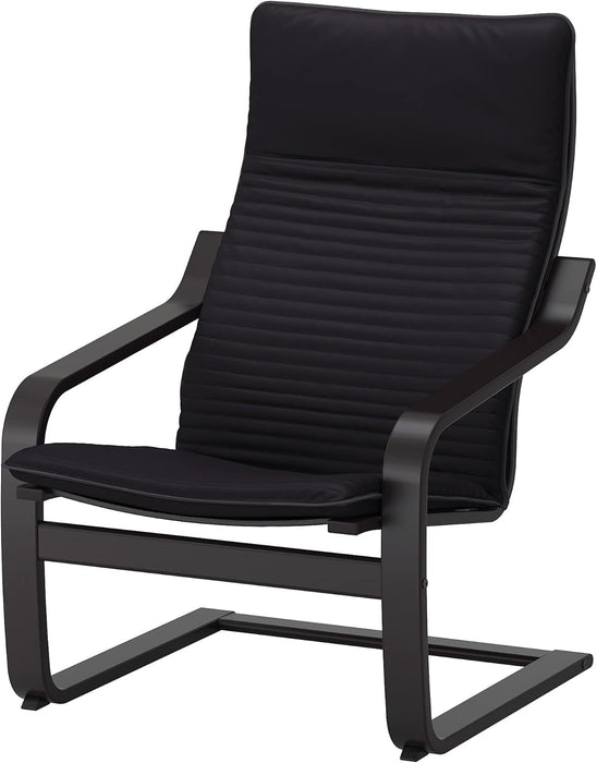 IKEA POÄNG Armchair and footstool, black-brown/Knisa black