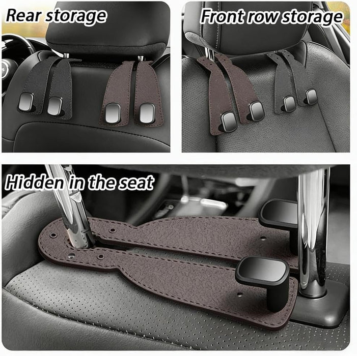Digital Shoppy Leather Car Headrest Hooks for Back Seat Organizer, Universal Seat Hanger