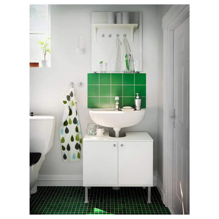 IKEA OLSKÄR Wash-basin mixer tap, chrome-plated with  IVÖSJÖN Wash-basin base cabinet, with sliding doors/green, 50x33x57 cm