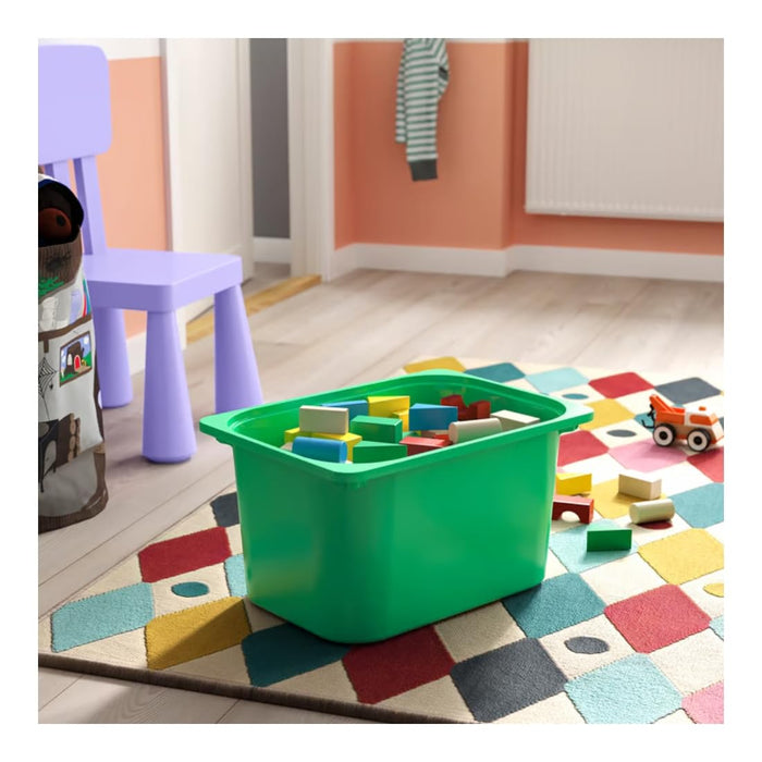 Ikea TROFAST Storage Box Bright Green 42x30x23 cm with Napkins light turquoise/dark green-blue, 35x35 cm (14x14) (4 pack)