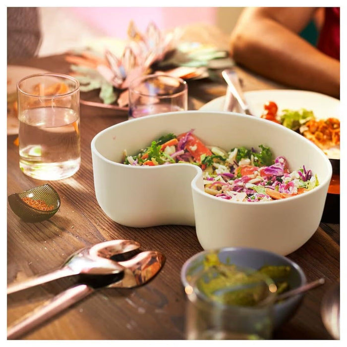 IKEA ÖMSESIDIG 2-piece serving set, stainless steel with  Serving bowl, white, 28x24 cm