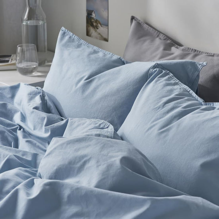 Ikea ÄNGSLILJA Duvet Cover and 2 Pillowcases, Blue-Grey, 240x220/50x80 cm with SOMMAR Cushion Cover Light Multicolour 50x50 cm ( 2 PACK )