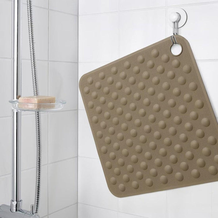 IKEA BLÅSJÖN Shower mat, beige, 50x50 cm with Shower shelf, chrome-plated, 25x6 cm (9 ¾x2 ¼ ")