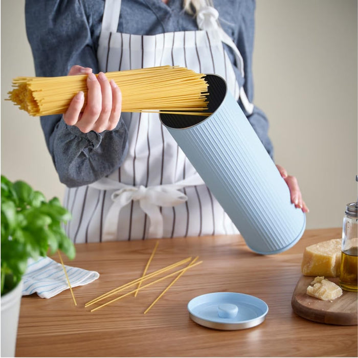 IKEA BETTHAJ Tin Storage Set – Coffee/Tea Tin 1.3 L (Silver) with Spaghetti Tin 2.6 L (Pale Blue)