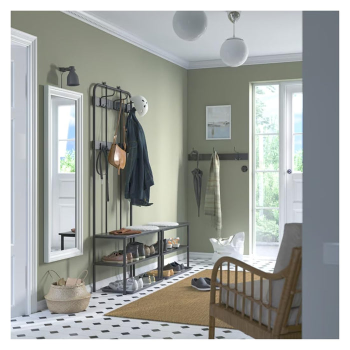 Ikea NIPÅSEN Bench with Shoe Storage and BAGGMUCK Mat, Black and Grey, 79x52cm, Indoor & Outdoor Hallway Organiser