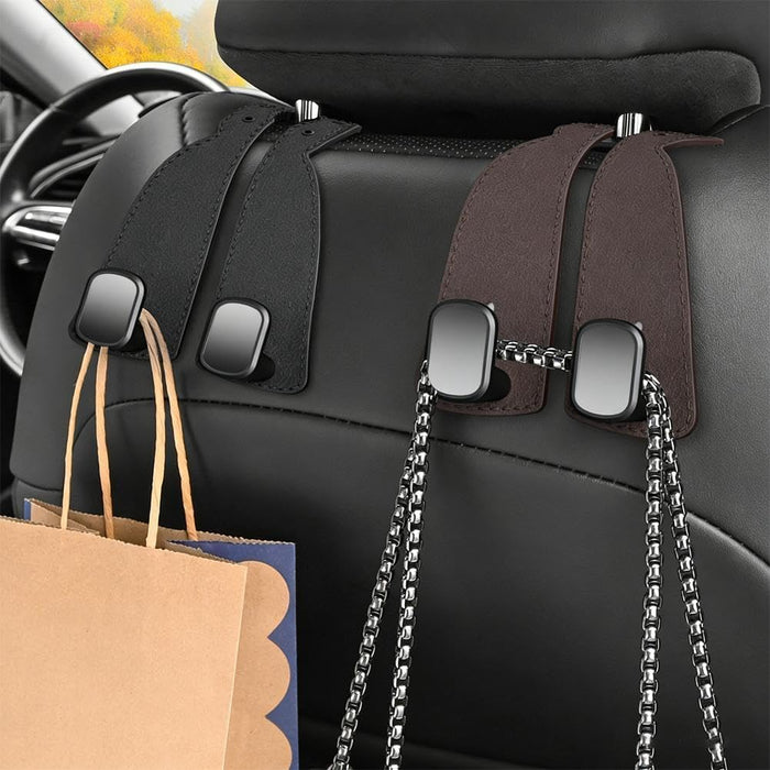 Digital Shoppy Leather Car Headrest Hooks for Back Seat Organizer, Universal Seat Hanger