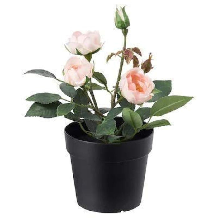 IKEA Artificial potted plant, in/outdoor/Rose pink,9 cm with Plant pot, galvanised, 9 cm (3 ½ ")