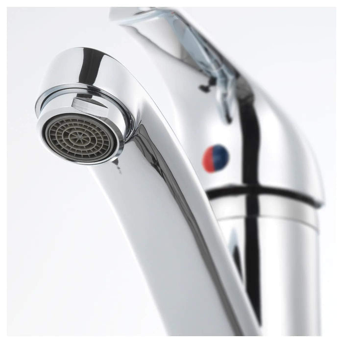 IKEA OLSKÄR Wash-basin mixer tap, chrome-plated with  IVÖSJÖN Wash-basin base cabinet, with sliding doors/green, 50x33x57 cm