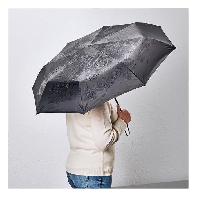 Ikea KNALLA Foldable Umbrella Black with Hand Towel 40x70 cm