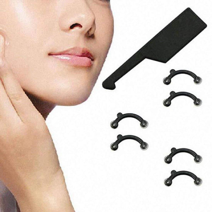 Digital Shoppy 1 Beauty Nose Up Lifting Bridge Shaper Massage Tool No Pain Nose Shaping Clip Clipper Women Girl Massager 6PCS/Set 3 Sizes (Black) withDigital Shoppy Silicone Nose Shaping Clip – Light Purple (Pack of 1)