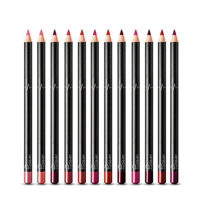Digital Shoppy Pudaier Waterproof Long Lasting Matte Lip Liner Pencils Set - 12 Pcs