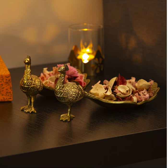 IKEA Decoration set of 3, green with Decoration, peacock/gold-colour, 9 cm