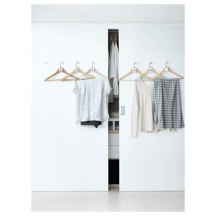 IKEA KOMPLEMENT Clothes rail, dark grey, 50 cm with BUMERANG Hanger, natural (5pack) and RENSHACKA Clothes cover, transparent white