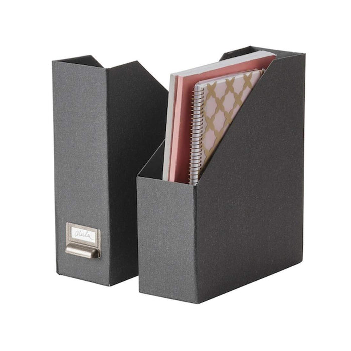 IKEA  Magazine file, dark grey ( 2 pack ) with  Storage box with lid