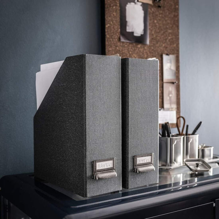 IKEA  Magazine file, dark grey ( 2 pack ) with  Storage box with lid