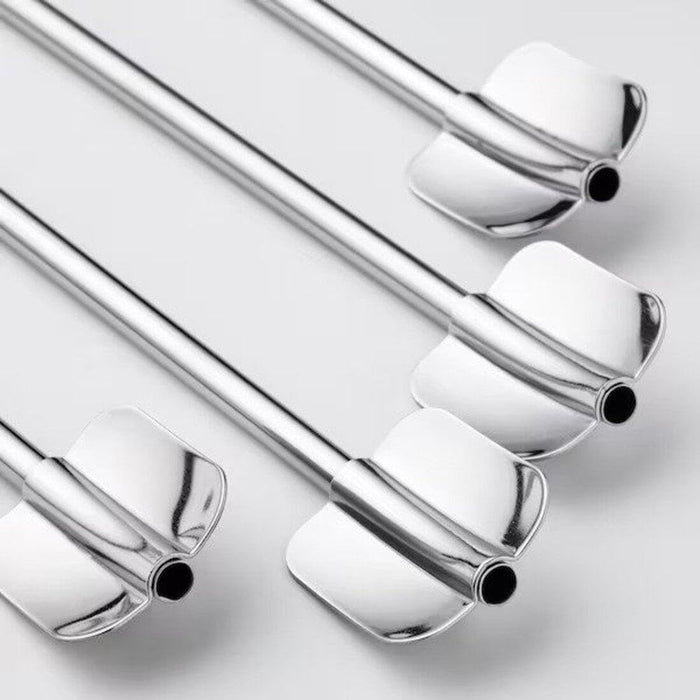 IKEA Clear Glass Set – Glass 20 cl with 5-Piece Stainless Steel Drinking Straw & Spoon Set (with Cleaning Brush) and Paper Napkins, White, 16×32 cm