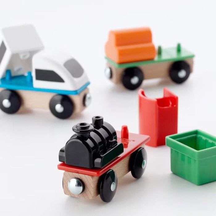 IKEA  LILLABO 3-piece train set with Toy carriage, assorted colors