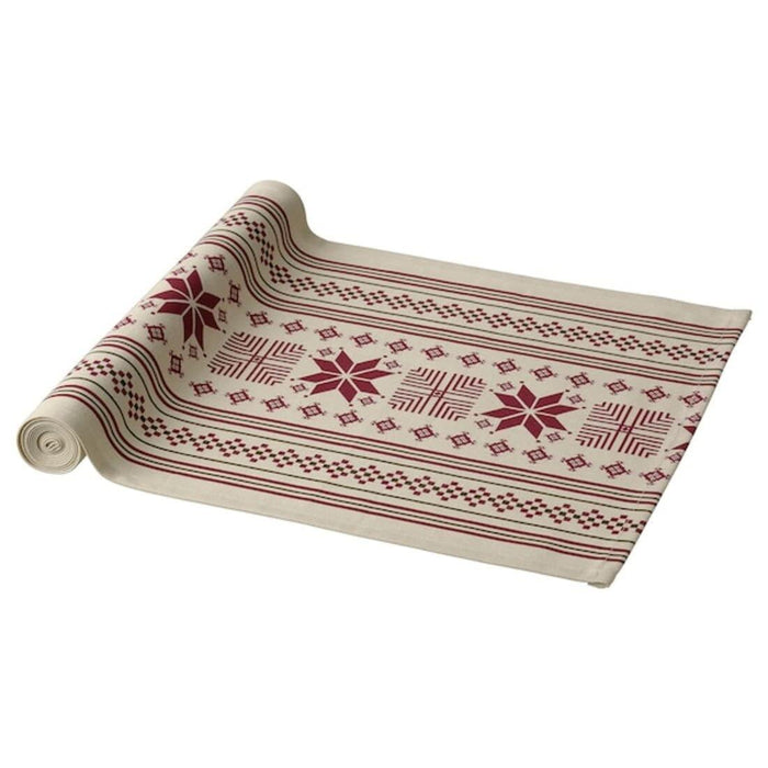 IKEA VINTER Table-Runner, Stripe Pattern Beige/red 35x130 cm.with Mug, lilac, 42 cl and Coffee Spoon Stainless Steel, 11 cm - Pack of 6 and cloth Napkin, White/Printed, 45x45 cm (18x18) ( pack of 4)