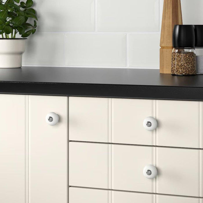 IKEA HISHULT Knob - porcelain white 23 mm (7/8 ") with Handle, porcelain white, 140 mm (5 1/2 ")