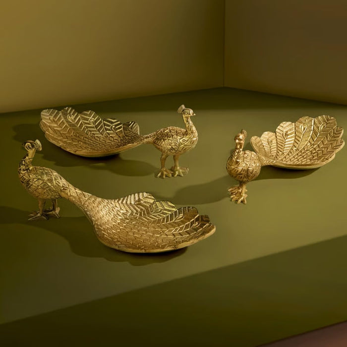 IKEA Decoration set of 3, green with Decoration, peacock/gold-colour, 9 cm