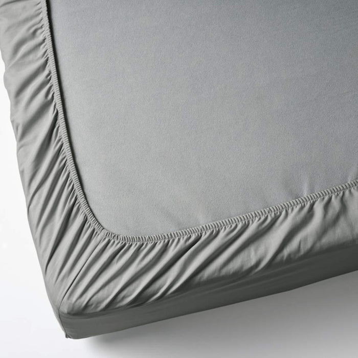 IKEA VÅRVIAL Fitted sheet, light grey, 180x200 cm (71x79 ")