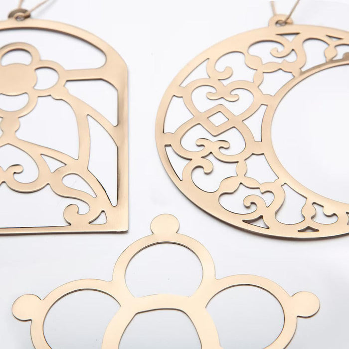 IKEA Hanging decoration, set of 3, copper-colour with Hanging decoration, handmade star/straw