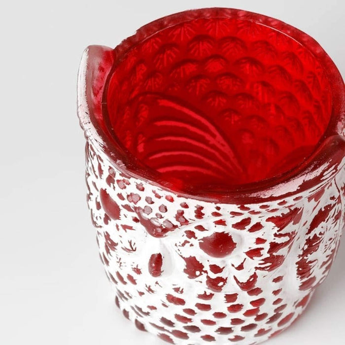 IKEA OMMJÄNGE Glass Tealight Holder, 12 cm with EFTERSKORD Red Candle Holder, 7.5 cm