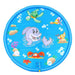 Blue marine-themed splash play mat for kids, sized 100x170 cm. The mat features playful sea creatures like whales, turtles, crabs, and fish in vibrant colors. Multiple sprinkler holes line the edges, creating a circular water spray for outdoor summer fun. Ideal for toddlers and young children to enjoy safe and refreshing water play -1598452254744 12846906.