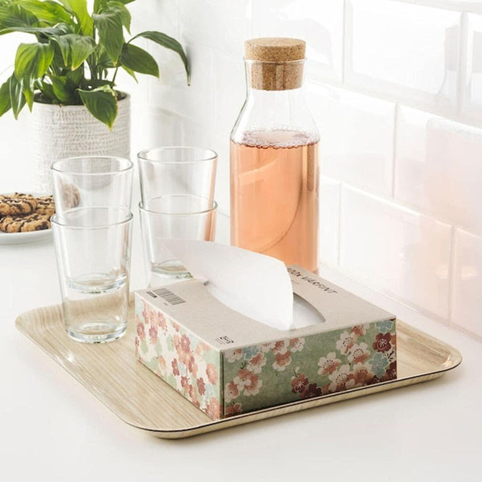 Ikea Place Mat, Deep Plate, and Paper Napkin Set, Multicolor Fruit Pattern, Light Green, White, 40x30 cm Mat, 20 cm Plate