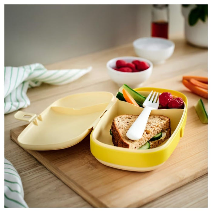 Ikea KAPTENSFISK and FULLASTAD Lunch Box Set, Yellow and Red, with Compartments, 23x13x6 cm and 13x10x5 cm