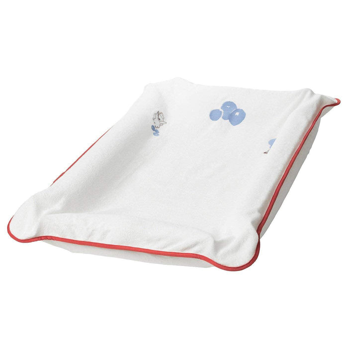 IKEA GULLIGAST Rattle, grey/blue with SKÖTSAM Cover for babycare mat, blueberry patterned/white83x55 cm