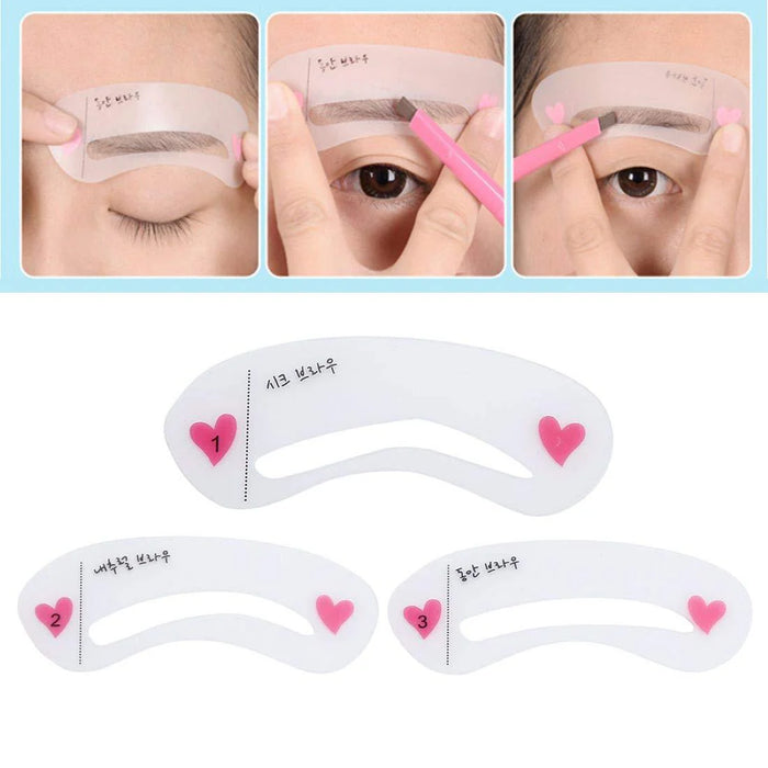 Digital Shoppy Beauty Makeup Combo – Reusable Eyebrow Stencil Kit (3 piece)& Magic Color Changing Glossy Lip Balm