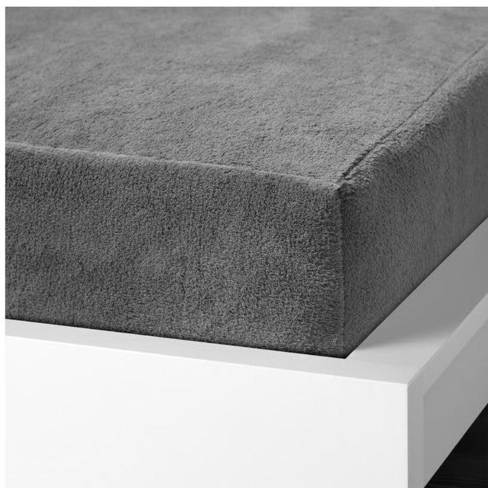 IKEA KRANSSALVIA Fitted Sheet Grey 90x200 cm with KLIBBARV Cushion, 40x 40cm