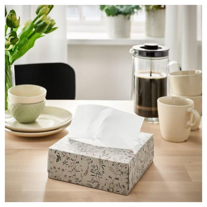IKEA KALERUM Handle, stainless steel colour, 138 mm (5 7/16 "), 2 pack with Paper napkin, patterned/flower, 16x32 cm (100 Pack)