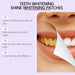 Teeth whitening patches with a close-up of a mouth and text highlighting benefits.