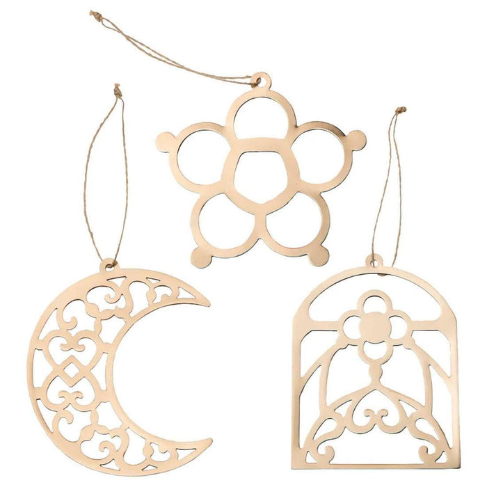 IKEA Hanging decoration, set of 3, copper-colour with Hanging decoration, handmade star/straw