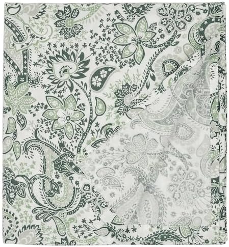 Flat lay of IKEA RODGERSIA flat sheet in green and white floral pattern