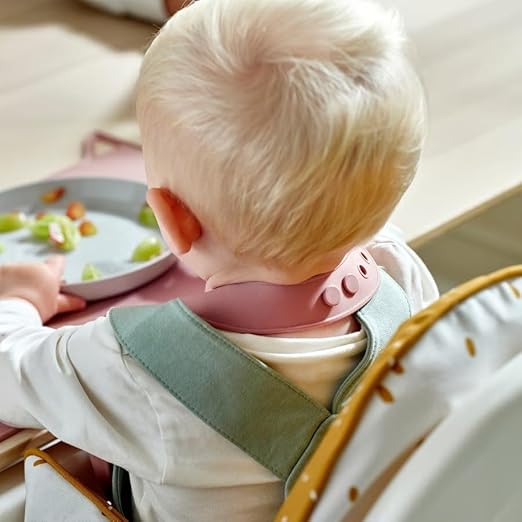 IKEA Bib, pale pink with  2 pack of feeding spoon and pack of 2 plate/bowl , bule /white