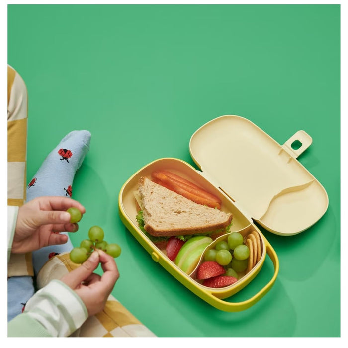 Ikea KAPTENSFISK and FULLASTAD Lunch Box Set, Yellow and Red, with Compartments, 23x13x6 cm and 13x10x5 cm