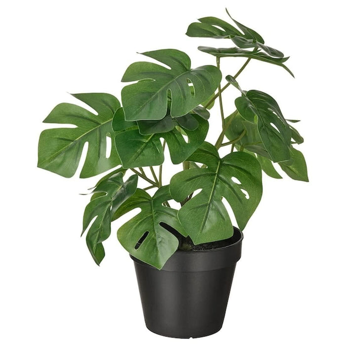 IKEA Artificial potted plant, in/outdoor Monstera, 12 cm with Plant pot, in/outdoor/galvanised, 12 cm