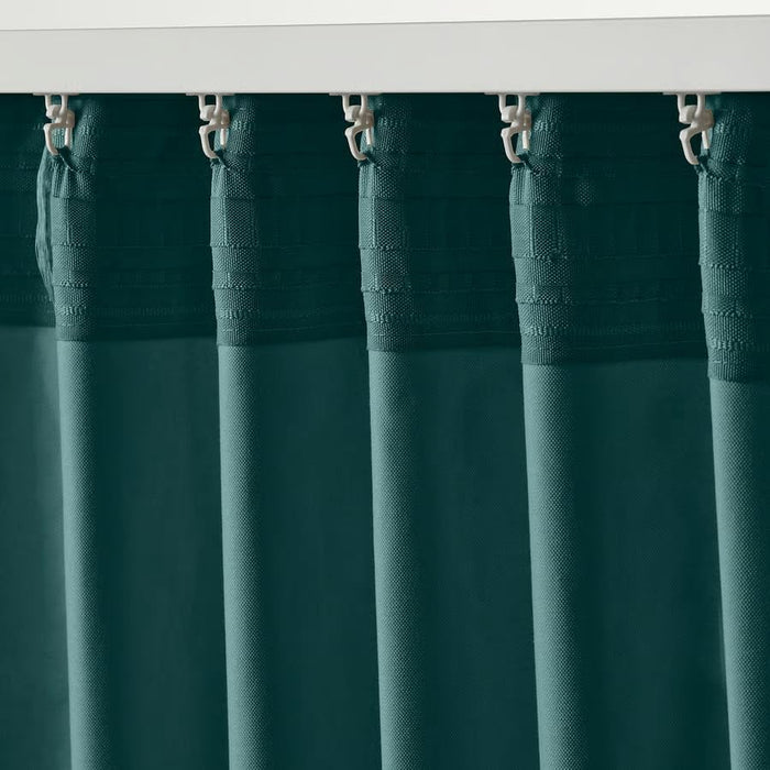 Ikea SANELA Curtains Dark Grey-Turquoise 140x250 cm with Cushion, 40x40 cm