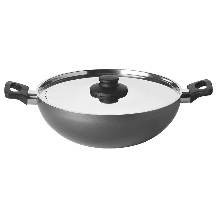 IKEA ALTICKA Kadai wok with lid, 28 cm (11 ")   with  LÄMPLIG Trivet, stainless steel, 50x28 cm.