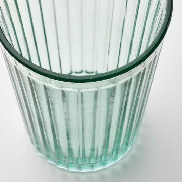 IKEA VARDAGEN Jug, patterned/dark grey-green, 2 l with Glass, light turquoise, 31 cl  (Pack-4)