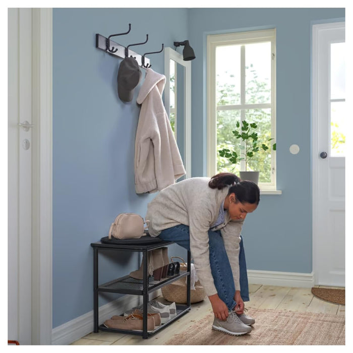 Ikea NIPÅSEN Bench with Shoe Storage and BAGGMUCK Mat, Black and Grey, 79x52cm, Indoor & Outdoor Hallway Organiser