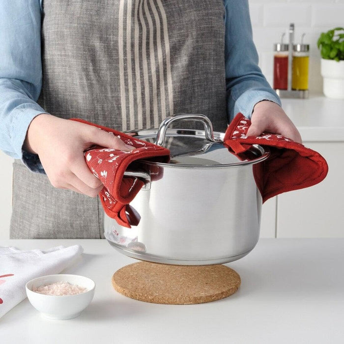 IKEA INAMARIA Oven Glove and Pot Holder Patterned/red