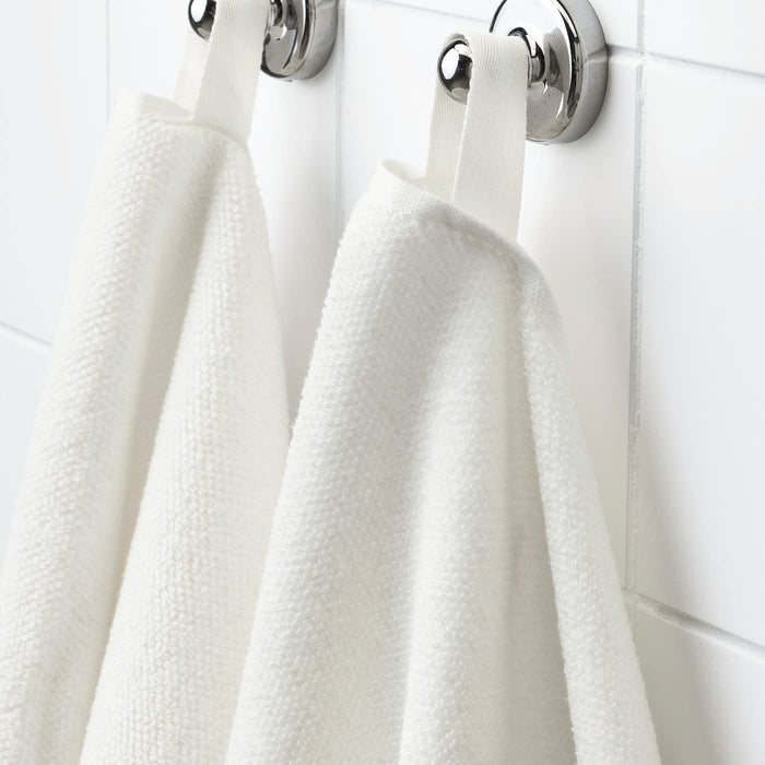Ikea Hanger with Clip, (1 pair) Stainless Steel, White, with Washcloth 30x30 cm, Slide-on Design, 2 Pieces
